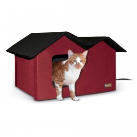 K&H Pet Products Outdoor Kitty House Extra-Wide Heated Red 21.5'' x 14'' x 13''